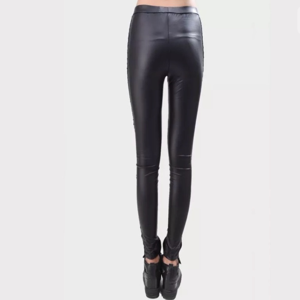 NEW‼️Faux Leather Embroidered Leggings Lace Hollow - Picture 2 of 3